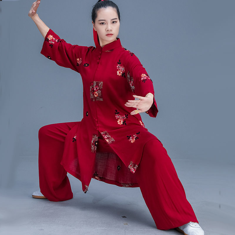 Traje Tai Ji para mujer, traje Tang Retro para práctica de artes marciales chinas, Top