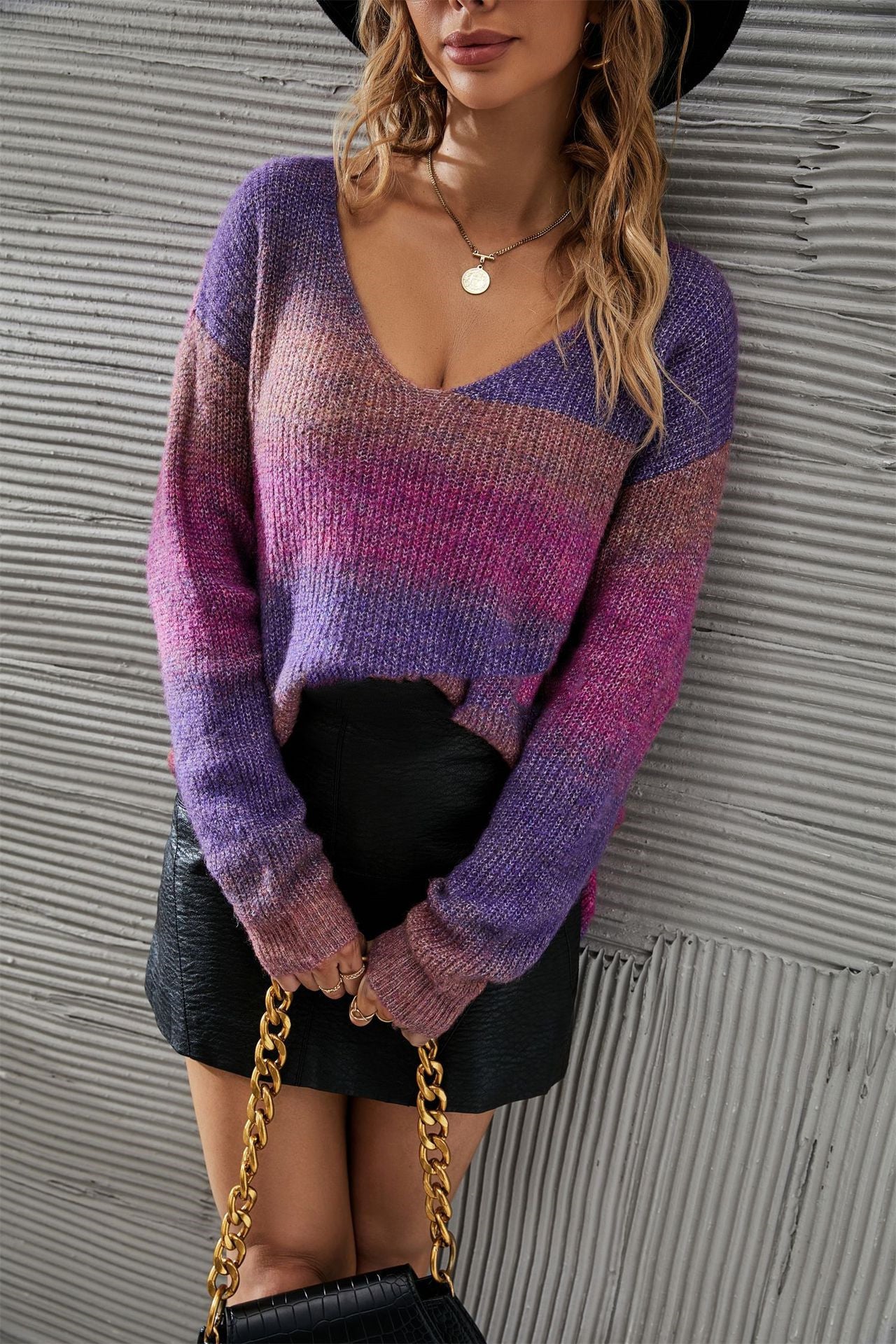 Tie-dye Sweater Pullover Irregular Gradient