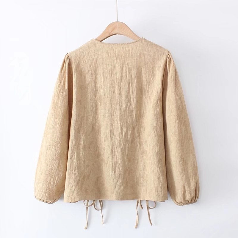 Women's Loose Plus Size Fashion Drawstring Bottoming Shirt Long Sleeve Shirt