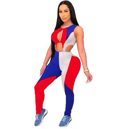 Women's Multicolor Panel Cutout Jumpsuit