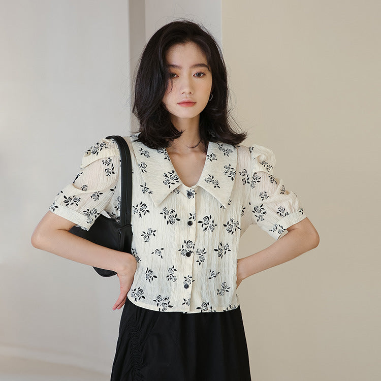 Women's Vintage Design Lapel Collar Shirt