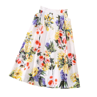 Women's Elastic Back Waist Skirt With Large Pockets