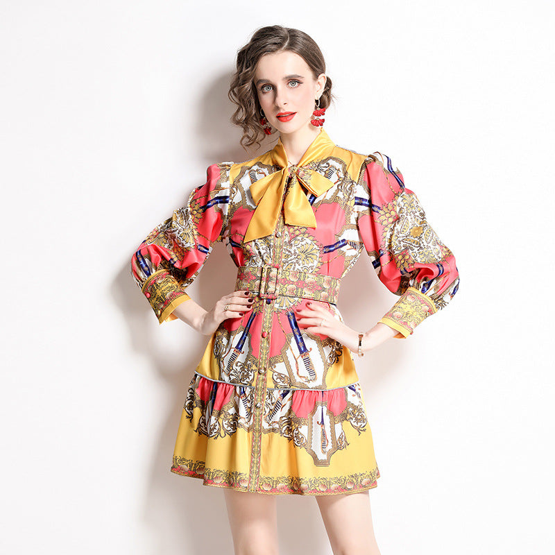 European And American Western Style Youthful-looking Fashion Printing Dress