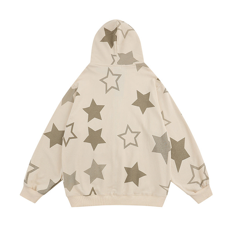 Retro XINGX Printed Zipper Brushed Hoody Men And Women