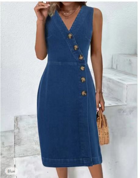 Women's Fashion Casual Sleeveless Denim Dress