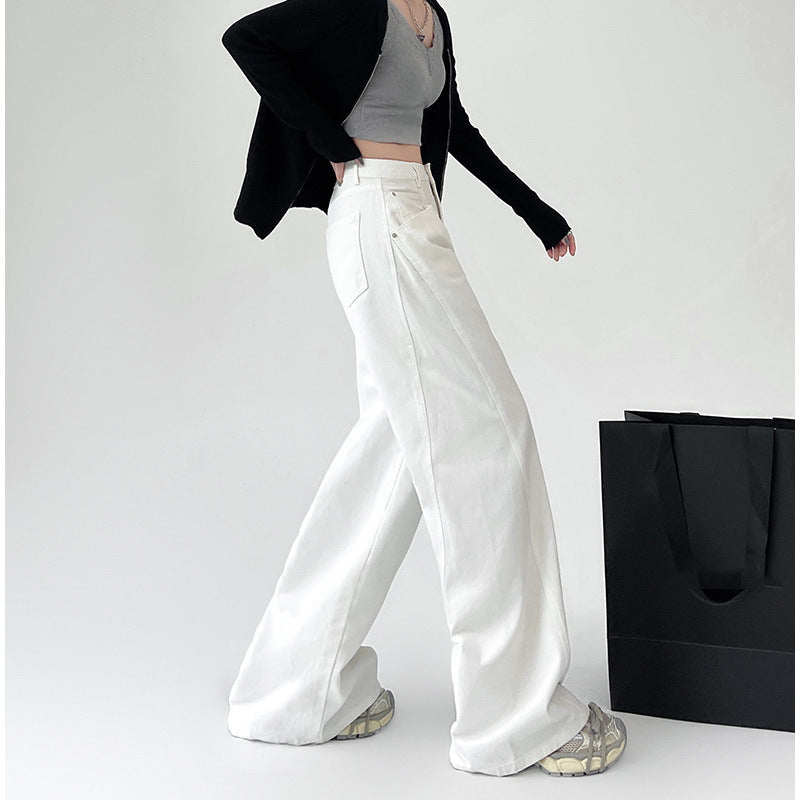 White Retro High Waist Wide Leg Jeans