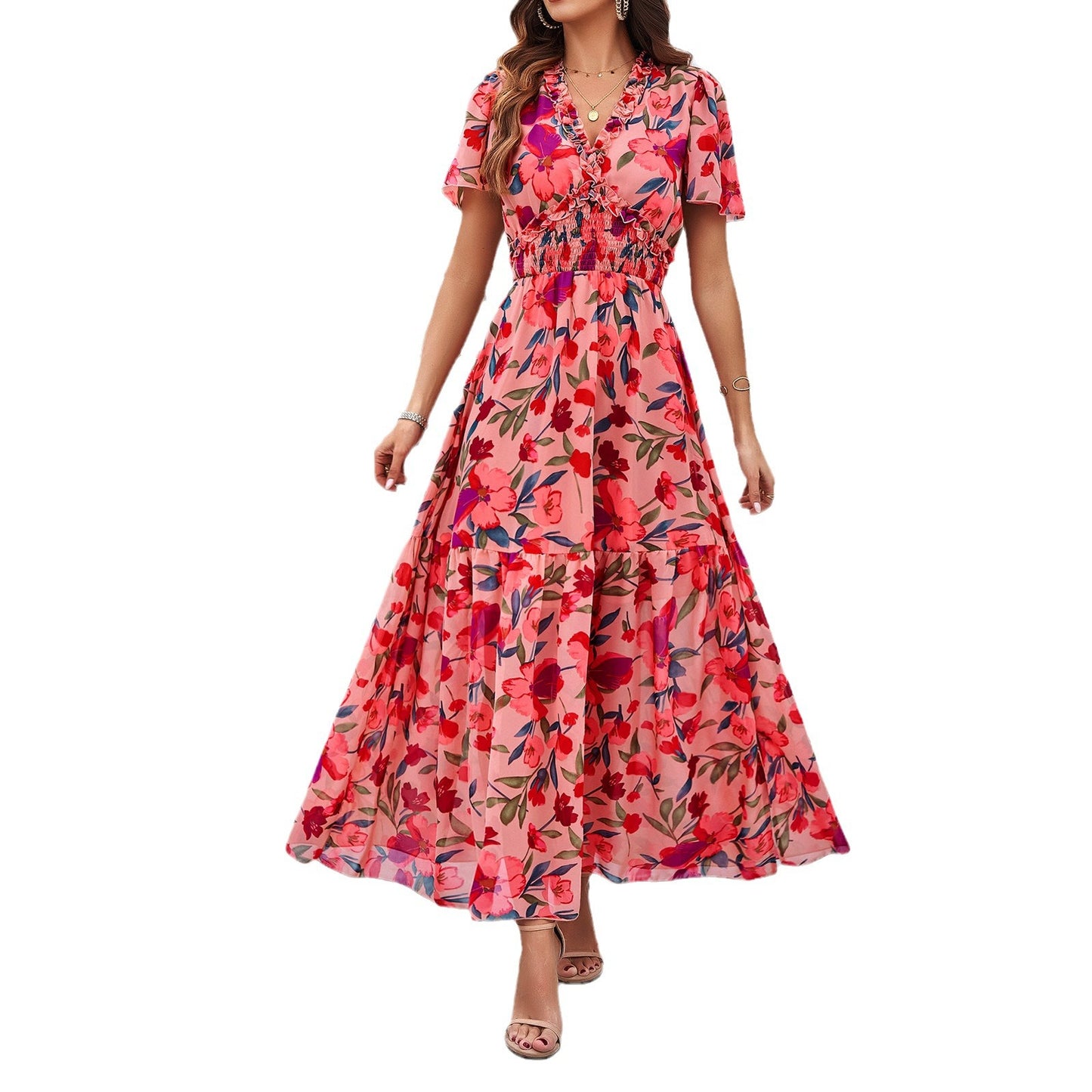 Temperament Leisure Printed Waist-controlled Dress