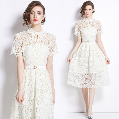 Lace Embroidery Waist Slimming Dress