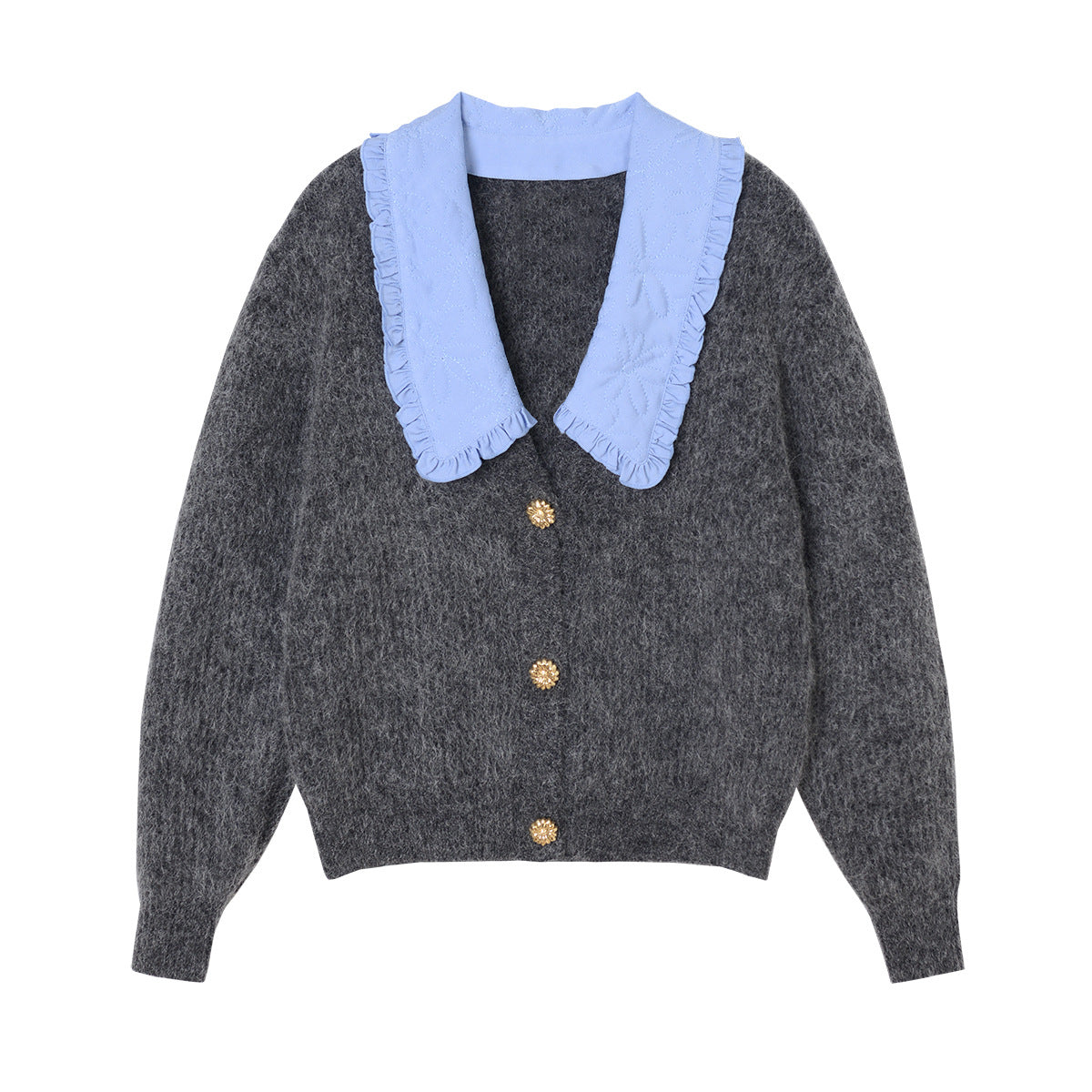 French Sweet Relaxed-fit Doll Collar Knitted Coat Detachable Collar