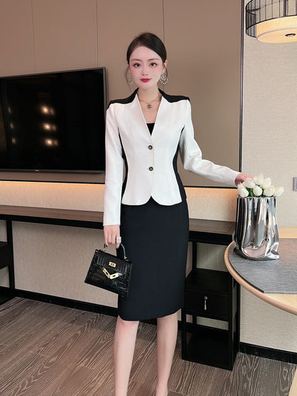 V-neck Small Suit Package Hip Skirt Commuting Suit