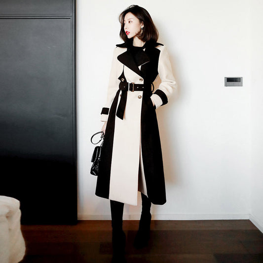 Women's Ladies Fashion Temperament Mid-length Woolen Coat