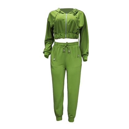 Fashion Long Sleeve Hooded Sports Suit Women