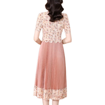 Summer Fake Two-piece Suit Collar Pleated Dress