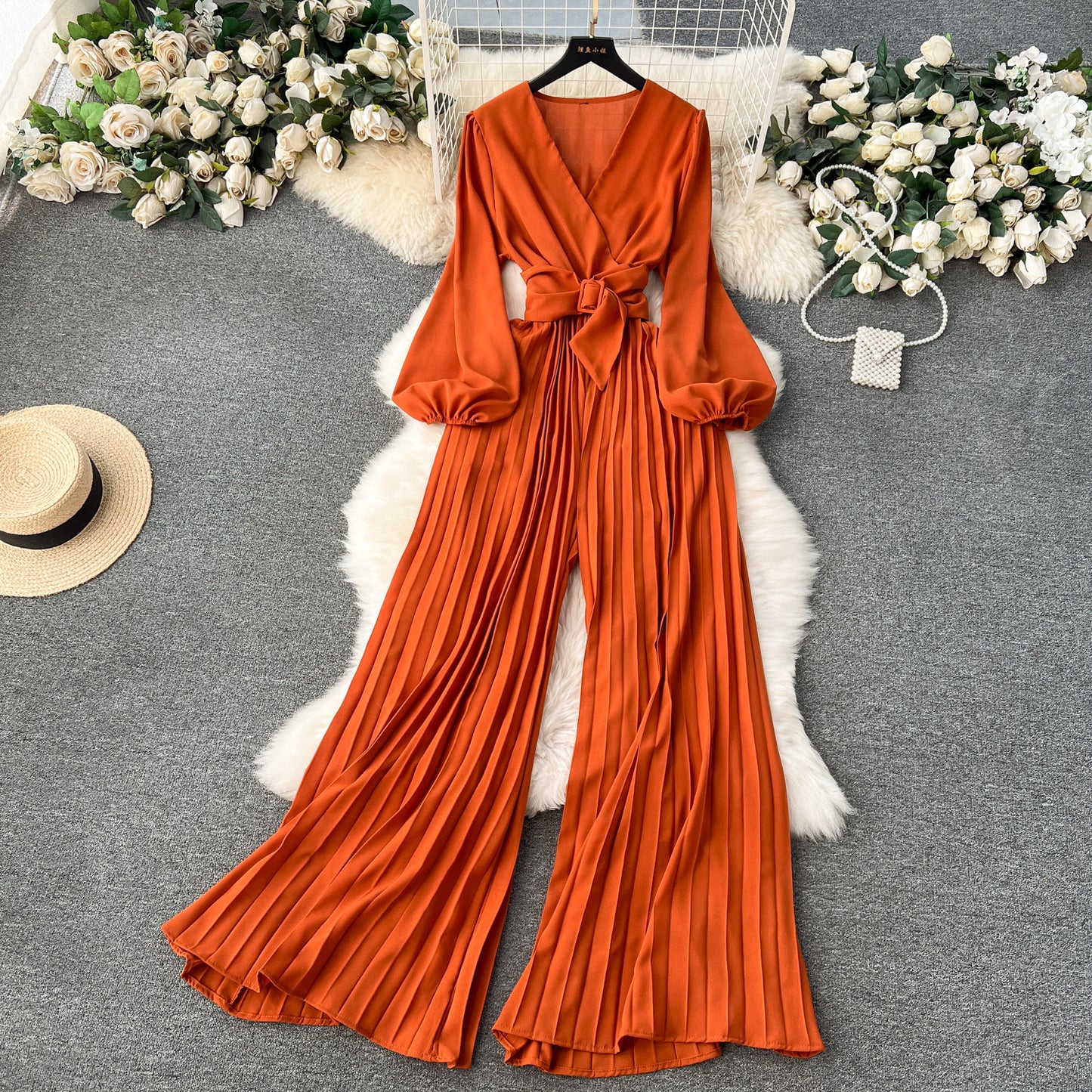 European And American Puff Sleeve Jumpsuit Women