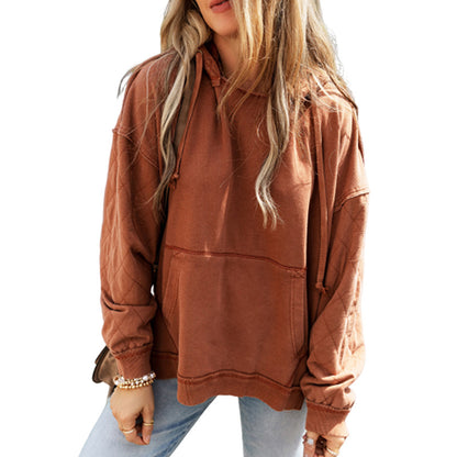 Solid Color Long Sleeve Pullover Women Casual Loose Sweatshirt