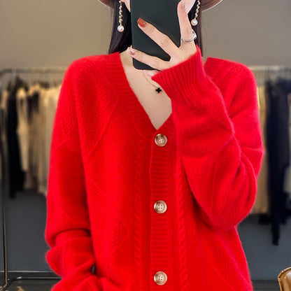 Lazy Knitted Sweater Coat Outer Tops