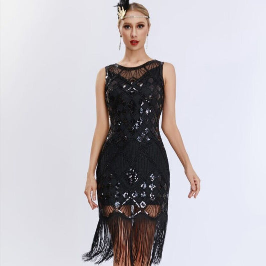 Tassel Vest Retro Banquet Party Sequins Dress