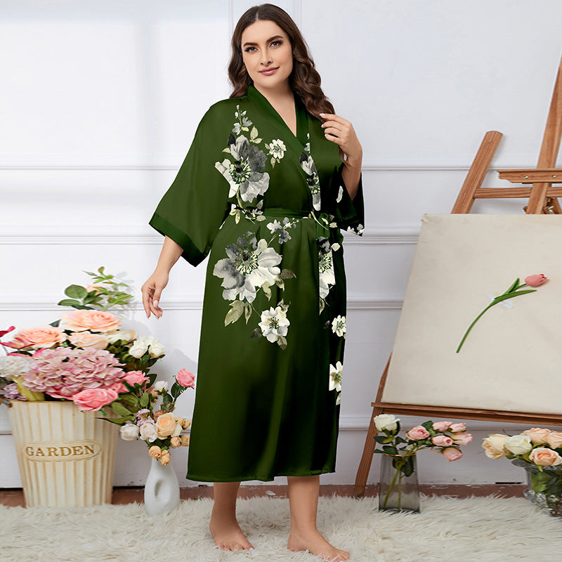 Satin Pajamas Women's Summer Light Luxury Bathrobe Homewear