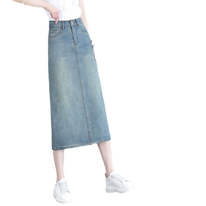 New Chinese Embroidery National Style Denim Skirt