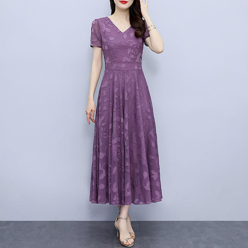 Chiffon Jacquard Dress Plus Size