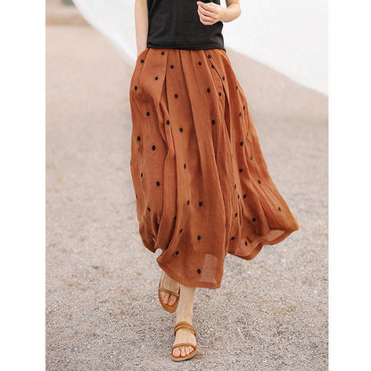 High Waist A- Line Ethereal Swing Versatile Polka Dot Skirt