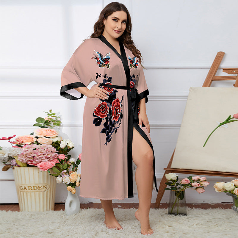 Satin Pajamas Women's Summer Light Luxury Bathrobe Homewear