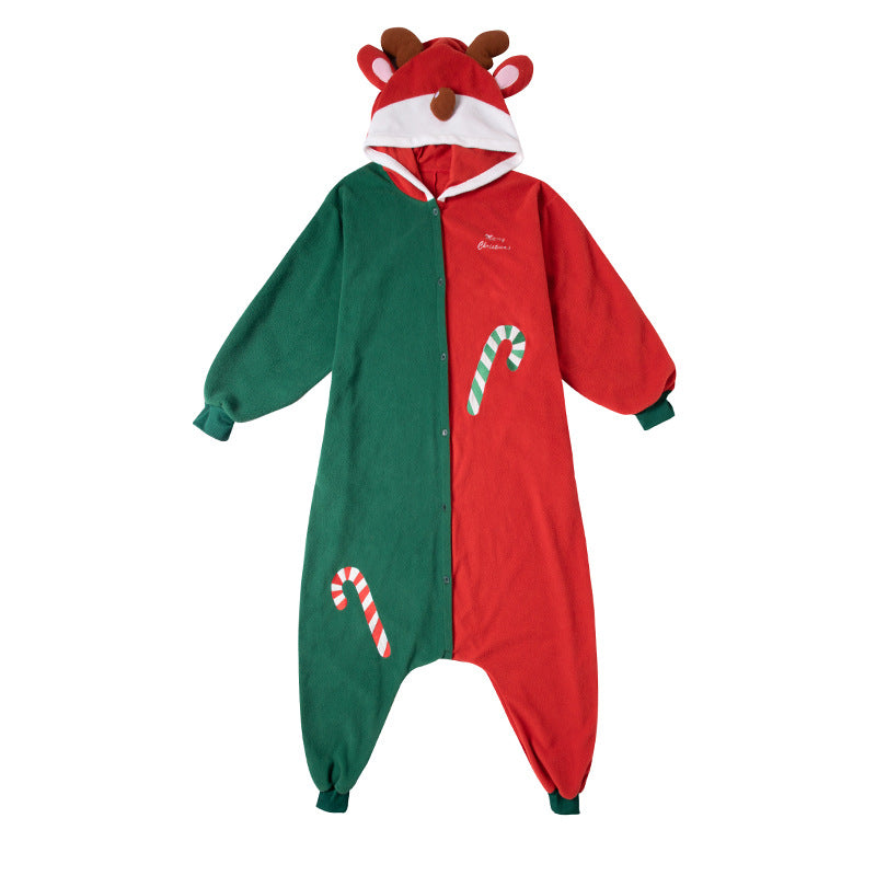 Polar Fleece Christmas Animal One-piece Pajamas Cute