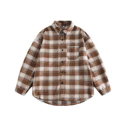 Camisa a cuadros retro de invierno estilo universitario para niños y niñas