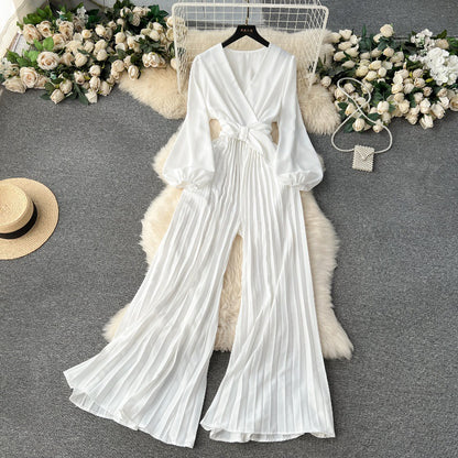 European And American Puff Sleeve Jumpsuit Women