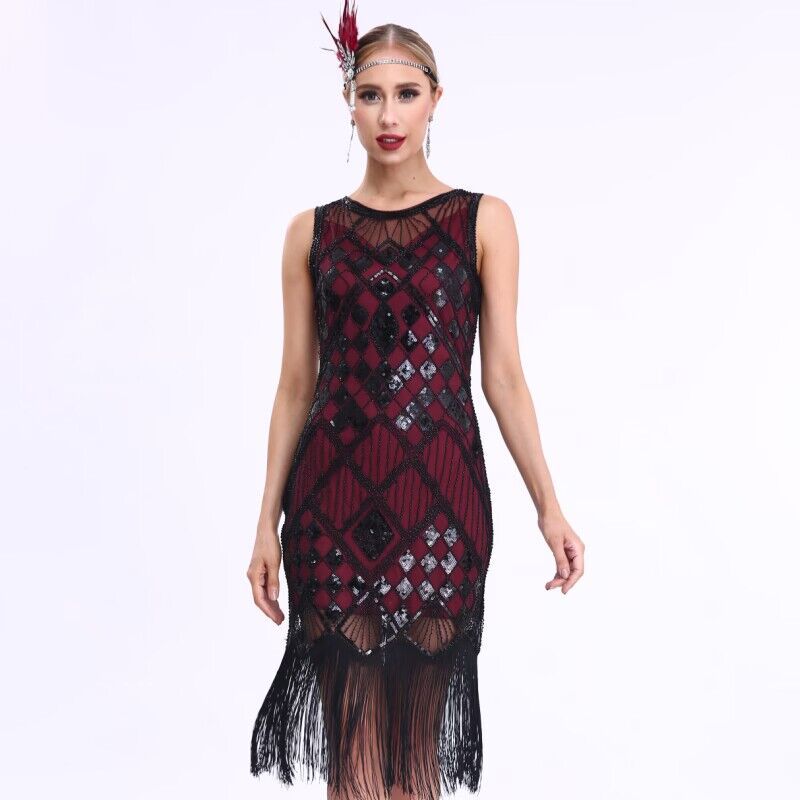 Tassel Vest Retro Banquet Party Sequins Dress