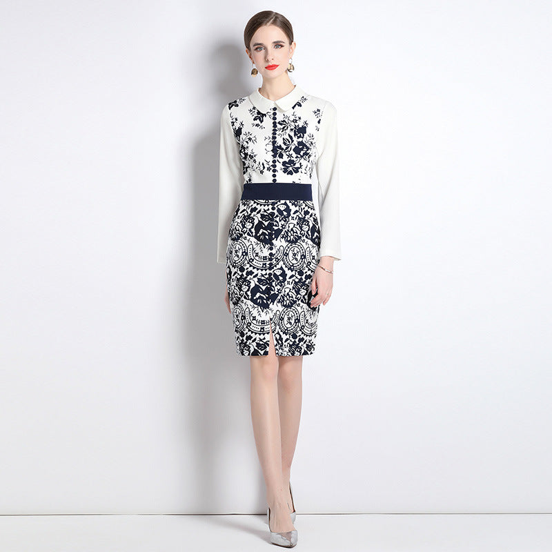 Printed Elegant Slim-fit Elegant Dress