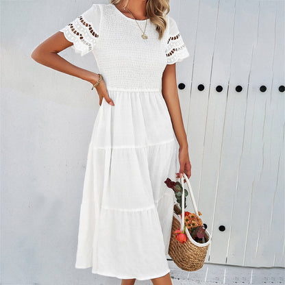 Women's Temperament Smocking Hollow Dress