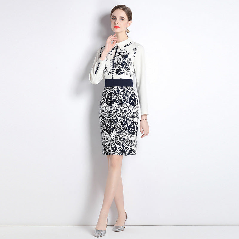 Printed Elegant Slim-fit Elegant Dress