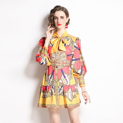 European And American Western Style Youthful-looking Fashion Printing Dress