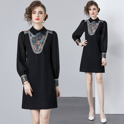 Machine Embroidery Temperament Dress Women