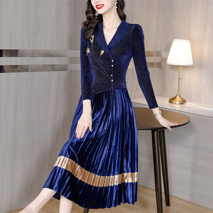 Pleated Dress Anti-aging Elegant Slimming Waist