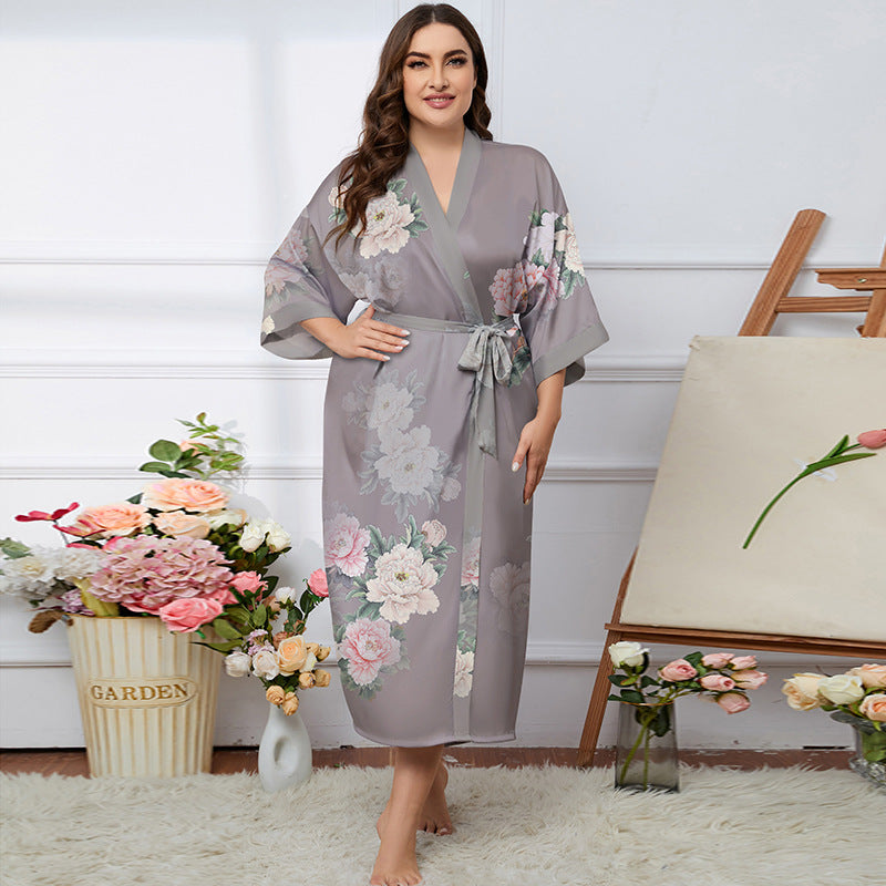 Satin Pajamas Women's Summer Light Luxury Bathrobe Homewear