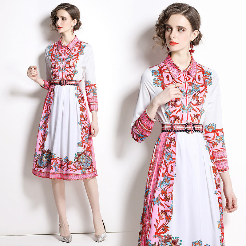 Printing Suit Dress Printed A- Line Skirt