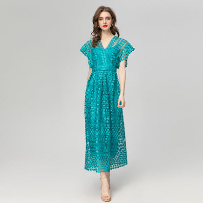 Water Soluble Crocheted V-neck Dress