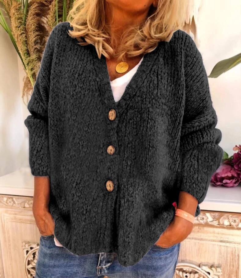 Knitted Cardigan Sweater With Three Buttons