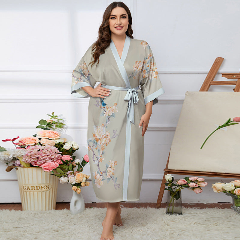 Satin Pajamas Women's Summer Light Luxury Bathrobe Homewear