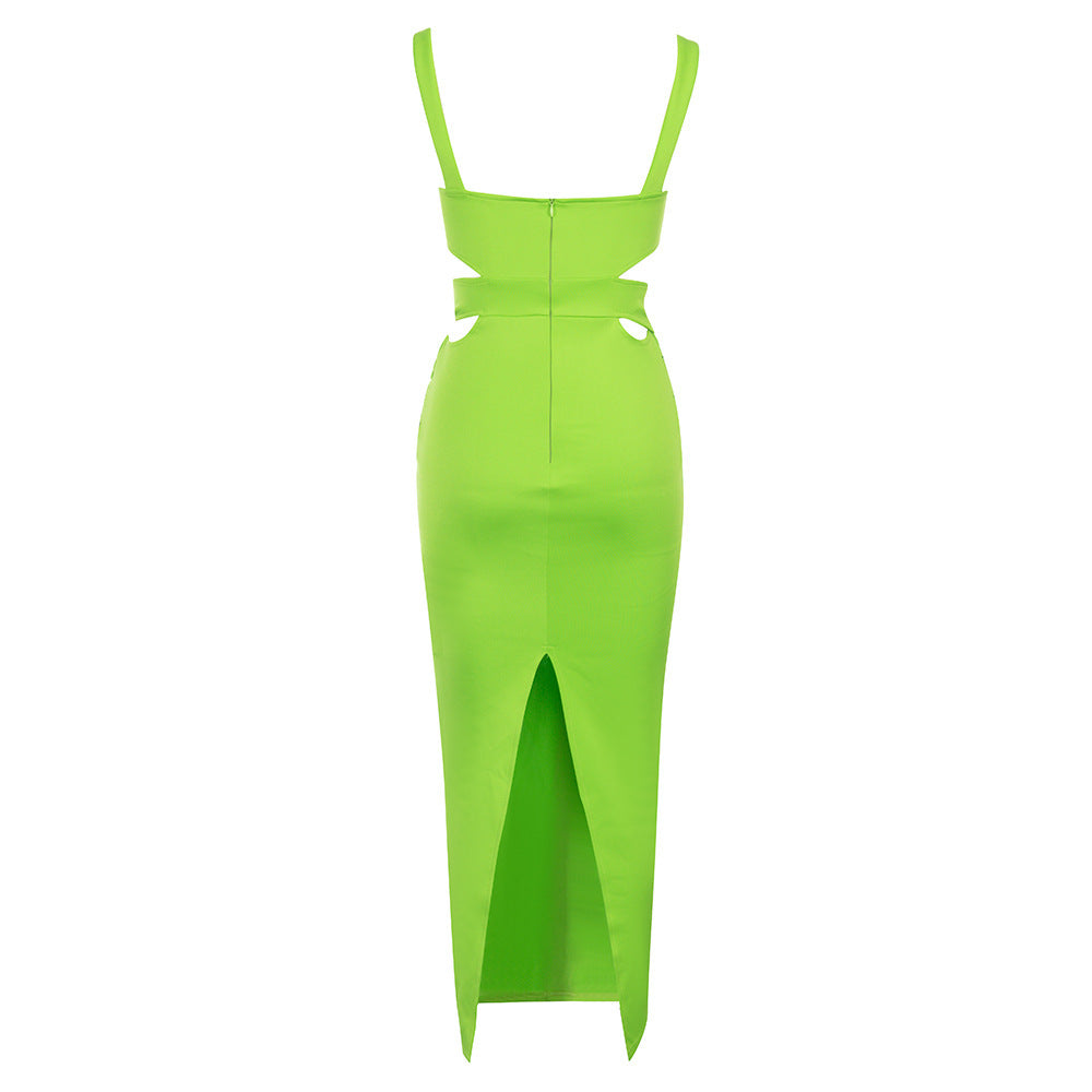 Sling Green Bandage One-piece Dress Women