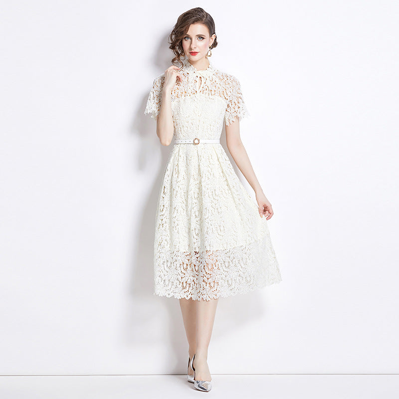 Lace Embroidery Waist Slimming Dress