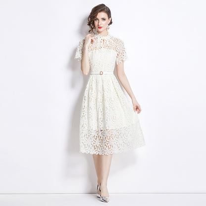 Lace Embroidery Waist Slimming Dress