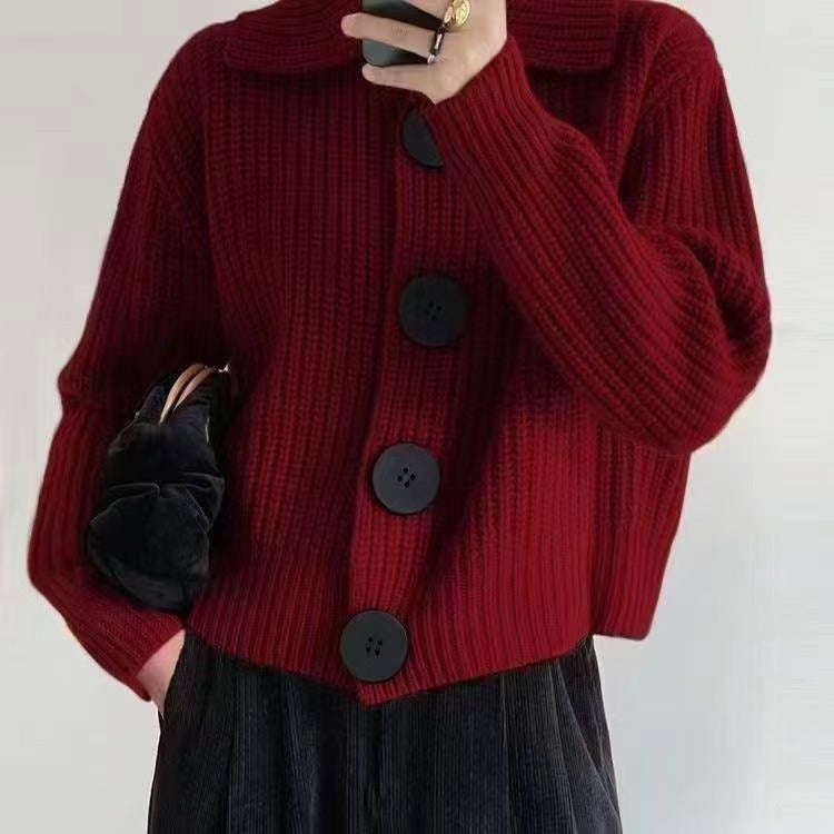 Idle Style Cotton Sweater Coat Women's Wide Loose Lapel