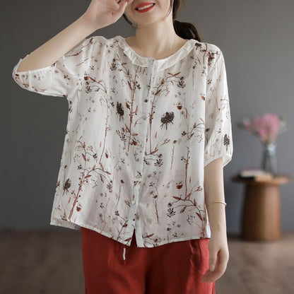 Retro Artistic Contrast Color Round Neck Oversized Short Sleeve Shirt