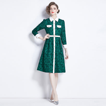 High-grade Jacquard Long Sleeve Dress