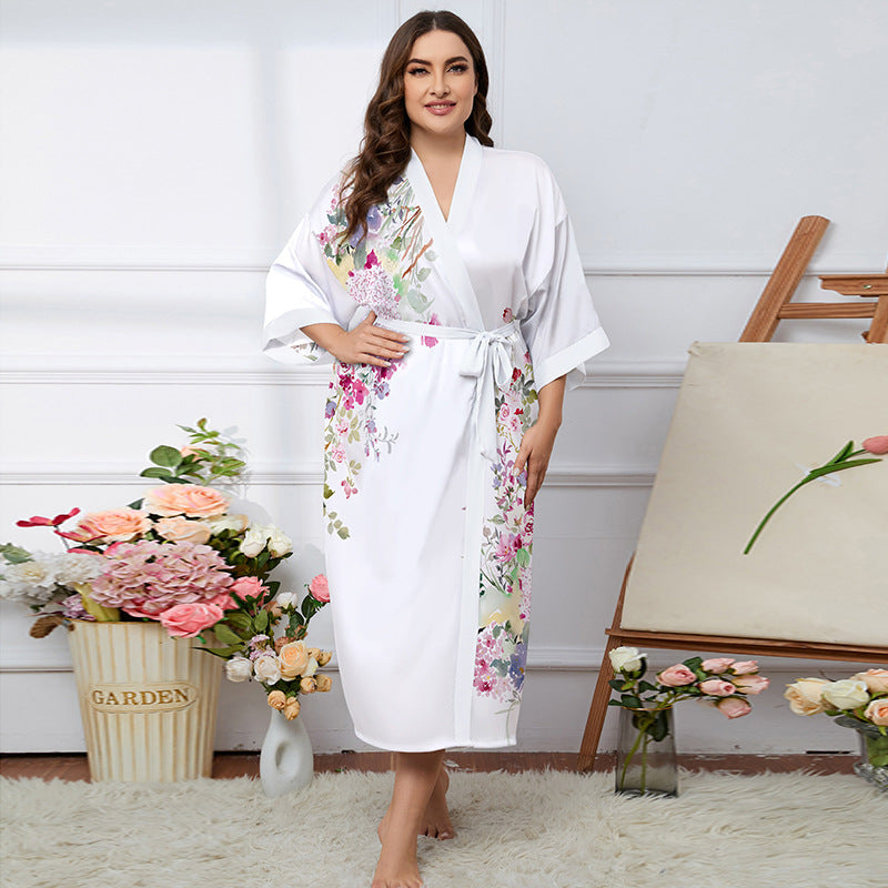 Satin Pajamas Women's Summer Light Luxury Bathrobe Homewear