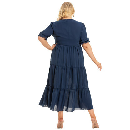 Robe une pièce à manches courtes de grande taille pour femme