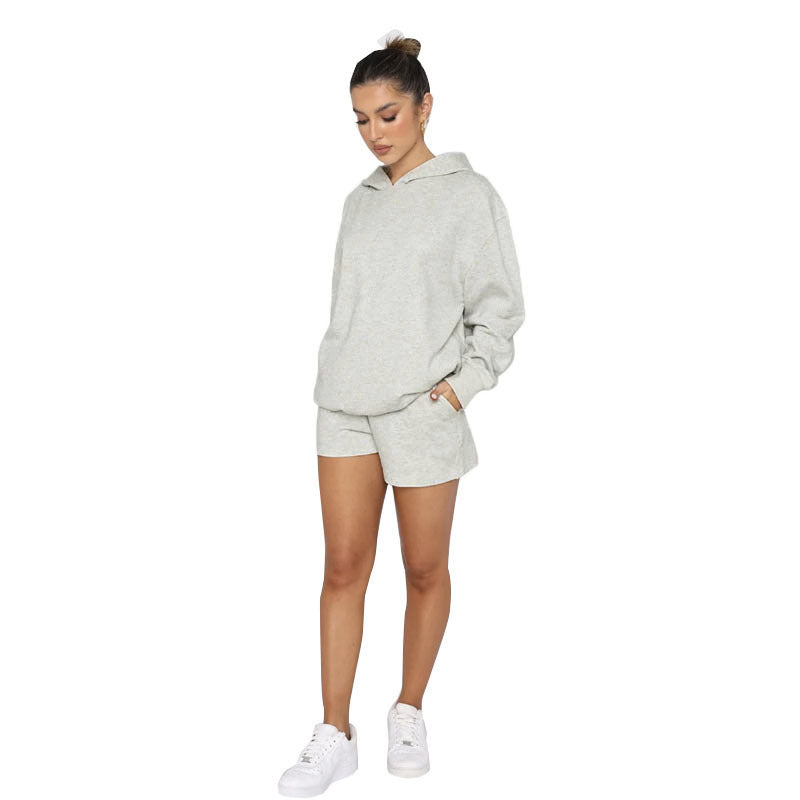 Solid Color Pullover Hooded Long Sleeves Sweater For Women